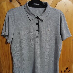 EP Pro Women's Polo Sand Hills GC (Nebraska) Large Black/White Geo Stripe EUC